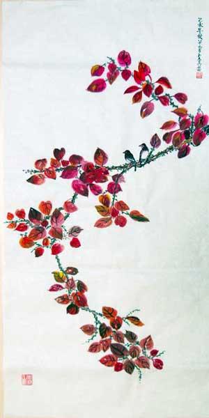 贾少君绘画作品-74 深秋红叶